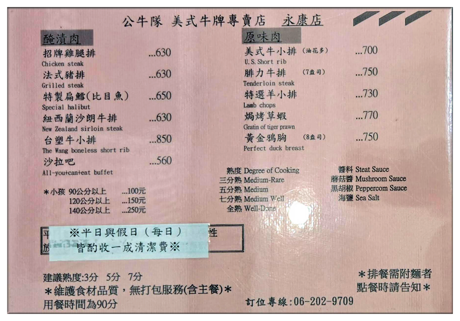 公牛隊美式牛排館永康店